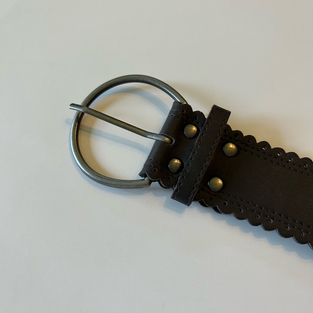 Women’s Brown Scalloped Belt with Eyelets